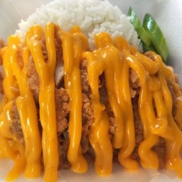 ข้าวไก่กรอบบทอดสไปรซี่..ราดชีสฉ่ามมม