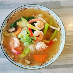 ราดหน้าหมี่ซั่ว กุ้ง