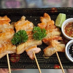 ท้องปลาแซลมอนย่างเกลือ (ไม่มีข้าว)พร้อมน้ำจิ้ม