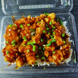 ข้าวไก่ทอดราดซอสเกาหลี+ไข่ดาว1