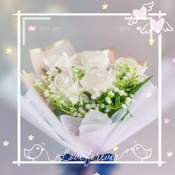ช่อกุหลาบขาว 5 ดอก