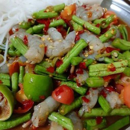 ตำถั่วกุ้งสด(ปลาร้า)