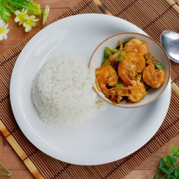 ผัดเครื่องแกงราดข้าว#