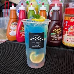 บลูลิ้นจี้ ผลไม้รวม+มุกป๊อป