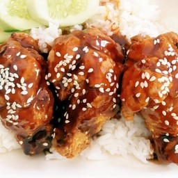 ข้าวไก่ทอดราดซอสเกาหลี