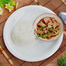 ผัดพริกราดข้าว#