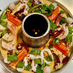 ไข่ตุ๋นต้มยำหม้อไฟทะเล