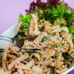 ลาบรสแซบเห็ดรวม200g+(อกไก่ฉีก100g)พร้อมผักสดแกล้มลาบ(กล่อง2000ml)ไม่มีข้าว