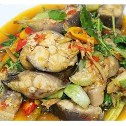 ปลาดุกผัดพริกสดราดข้าว