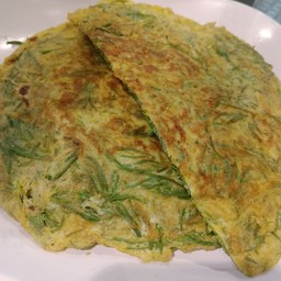 ไข่ทอดชะอม+น้ำพริกกะปิ+ข้าว