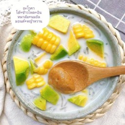 อะโวคาโด้นอก50g+ข้าวโพด+อินทผาลัม+นมอัลมอนด์+หญ้าหวาน