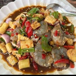 ยำ ปลาร้า หน่อไม้กุ้งสด