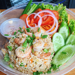 ข้าวผัดกุ้งเน้นๆ8ตัว+พริกน้ำปลารสเด็ด+ผักสด ชุดใหญ่