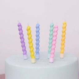 เทียนวันเกิดสีพาสเทล6แท่ง(เกรียวแบบสั้น)