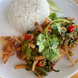 ข้าวไก่กรอบลุยสวน