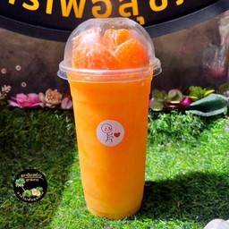 น้ำส้มแท้100%ปั่นเพิ่มเนื้อส้ม แก้ว22ออนซ์