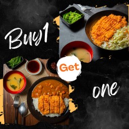 ชุดคู่ชุดคุ้ม ข้าวหน้าทงคัตสึหมูทอดซอสทงคัตสึ+ข้าวหน้าเเกงกะหรี่หมูทอด