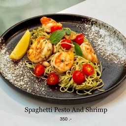 Spaghetti Pesto And Shrimp - สปาเกตตี เพสโต้