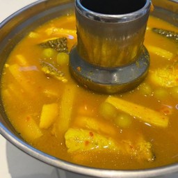 แกงส้มปลากะพง+ไข่ปลาริวกิวยอดมะพร้าว (หม้อไฟ) Sour Soup Sea Bass Ryukyu Egg Coconut Shoots