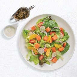 Salmon Sashimi Salad with Japanese Shoyu and Wasabi Dressing