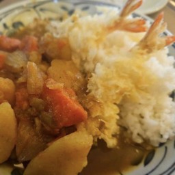 ข้าวแกงกระหรี่+กุ้งทอด