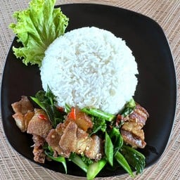 ข้าวคะน้าหมูกรอบ