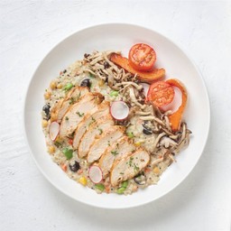 Grilled Chicken Breast with Cauliflower Barley Risotto