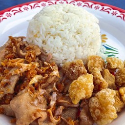 ผัดกระเทียมราดข้าว