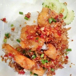 ผัดพริกเกลือราดข้าว(แถมฟรีไข่ดาว)
