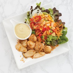 Garden Salad with Garlic Butter Hokkaido Scallop and spicy Seafood Cream Dressing