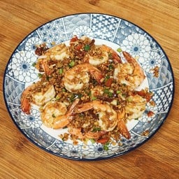 กุ้งคั่วพริกเกลือ (กับข้าว)