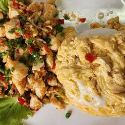 Stir-Fried Lump Crab Meat With Chili And Salt [Topped With Rice]