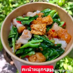 ข้าวคะน้าหมูกรอบ