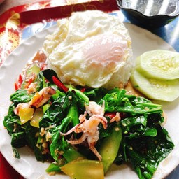 ข้าวคะน้าปลาหมึก