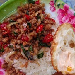 กระเพราหมูสับไข่ดาว