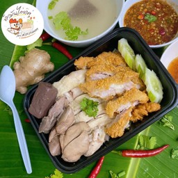 [อร่อยซ่ากับโค้ก] ข้าวมันไก่รวมพล(ต้ม+ทอด สะโพก+ตับนุ่มๆ) +  โค้ก ออริจินัล (กระป๋อง)