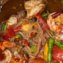 ตำเส้นเล็กใส่กุ้ง