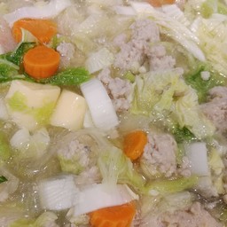 ต้มจืดเต้าหู้หมูสับผักกาดขาว+ข้าว