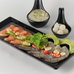 ทูโทนดองซีอิ๊วเกาหลี, Soy-sauce-pickled shrimp & salmon, 酱油腌虾仁和三文鱼