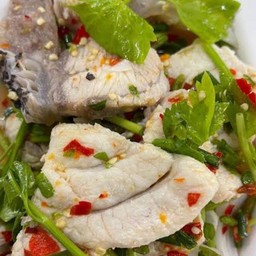 ยำเนื้อปลาเก๋าลวก