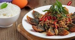 กะเพราไข่เยี่ยวม้า ราดข้าว