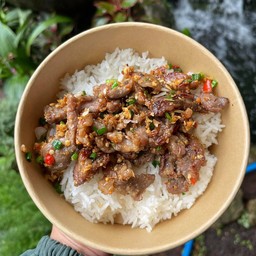 ข้าวราด ... คั่วพริกเกลือ (ระบุเนื้อสัตว์)