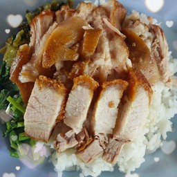 ข้าวขาหมูผสมหมูกรอบ