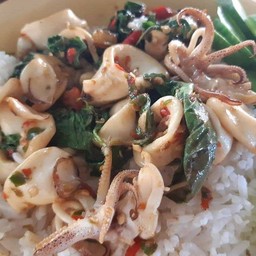 ข้าวกระเพราปลาหมึก