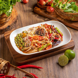 ตำซั่ว, Rice noodle Som-tam, 臭鱼酱什锦青木瓜沙拉