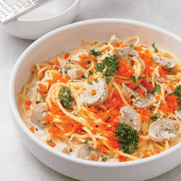 สปาเก็ตตี้ไวท์ซอสครีมไข่กุ้ง