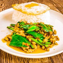 ข้าวราดผัดคะน้าหมูสับ