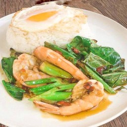 ข้าวราดผัดคะน้ากุ้ง