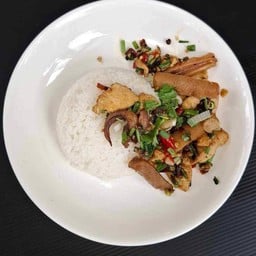 ไก่หมึกกรอบคั่วพริกเกลือ