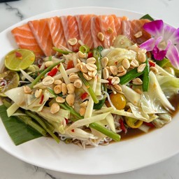 *ตำซั่ว เส้นบีบสด+แซลมอน